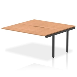 Evolve Plus 1600mm B2B Office Bench Desk Ext Kit Oak Top Black Frame