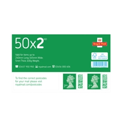 Royal Mail Second Class Postage Stamp Sheet (Pack of 50) BBS2
