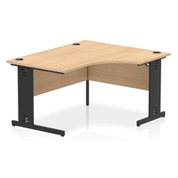 Impulse 1400mm Right Crescent Office Desk Maple Top Black Cable Managed Leg