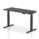 Air 1400 x 600mm Height Adjustable Office Desk Black Top Cable Ports Black Leg