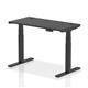 Air 1200 x 600mm Height Adjustable Office Desk Black Top Cable Ports Black Leg