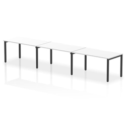 Evolve Plus 1400mm Single Row 3 Person Office Bench Desk White Top Black Frame