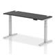Air 1600 x 600mm Height Adjustable Office Desk Black Top Cable Ports Silver Leg