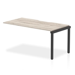 Evolve Plus 1600mm Single Row Office Bench Desk Ext Kit Grey Oak Top Black Frame