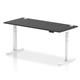 Air 1800 x 800mm Height Adjustable Office Desk Black Top Cable Ports White Leg