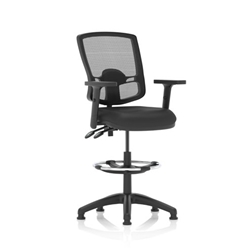 Eclipse Plus II Lever Task Operator Chair Deluxe Mesh Back With High Rise Draughtsman Kit With Height Adjustable Arms Black Bonded Leather