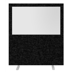Impulse Plus Clear Half Vision 1650/1600 Floor Free Standing Screen Black Fabric Light Grey Edges