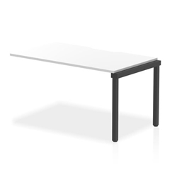 Evolve Plus 1400mm Single Row Office Bench Desk Ext Kit White Top Black Frame