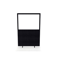 Impulse Plus Clear Half Vision 1800/1200 Floor Free Standing Screen Black Fabric Light Grey Edges