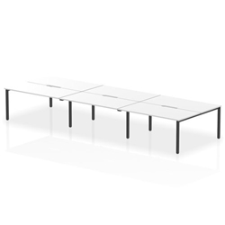 Evolve Plus 1600mm B2B 6 Person Office Bench Desk White Top Black Frame