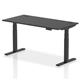 Air 1600 x 800mm Height Adjustable Office Desk Black Top Cable Ports Black Leg