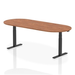 Impulse 2400mm Boardroom Table Walnut Top Black Height Adjustable Leg
