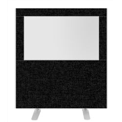 Impulse Plus Clear Half Vision 1200/1200 Floor Free Standing Screen Black Fabric Light Grey Edges