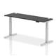 Air 1800 x 600mm Height Adjustable Office Desk Black Top Cable Ports Silver Leg