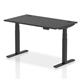 Air 1400 x 800mm Height Adjustable Office Desk Black Top Cable Ports Black Leg