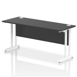 Impulse 1600 x 600mm Straight Office Desk Black Top White Cantilever Leg