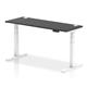 Air 1600 x 600mm Height Adjustable Office Desk Black Top Cable Ports White Leg