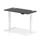 Air 1200 x 600mm Height Adjustable Office Desk Black Top Cable Ports White Leg