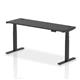 Air 1800 x 600mm Height Adjustable Office Desk Black Top Cable Ports Black Leg