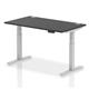 Air 1400 x 800mm Height Adjustable Office Desk Black Top Cable Ports Silver Leg