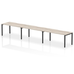 Evolve Plus 1600mm Single Row 3 Person Office Bench Desk Grey Oak Top Black Frame