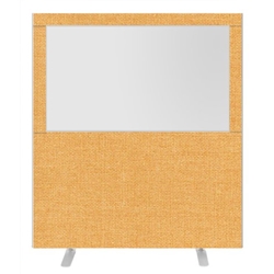 Impulse Plus Clear Half Vision 1650/1600 Floor Free Standing Screen Beige Fabric Light Grey Edges