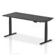 Air 1800 x 800mm Height Adjustable Office Desk Black Top Cable Ports Black Leg