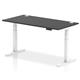 Air 1600 x 800mm Height Adjustable Office Desk Black Top Cable Ports White Leg