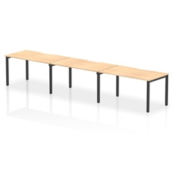Evolve Plus 1400mm Single Row 3 Person Office Bench Desk Maple Top Black Frame