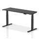 Air 1600 x 600mm Height Adjustable Office Desk Black Top Cable Ports Black Leg