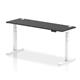 Air 1800 x 600mm Height Adjustable Office Desk Black Top Cable Ports White Leg