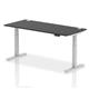 Air 1800 x 800mm Height Adjustable Office Desk Black Top Cable Ports Silver Leg