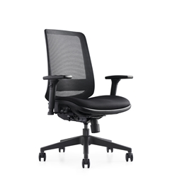 Hood C19 Mesh Back & Fabric Upholstered Ergonomic Task Chair Black with Height Adjustable Arms