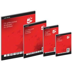 5 Star Office Envelopes Wallet Self Seal 80gsm White DL Retail Pack [Pack 50]