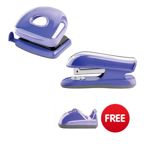 Rexel JOY Stapler Half Strip and Punch 2 Hole Perfect Purple Bundle