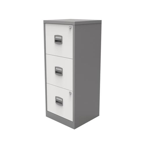 Bisley A4 Homefiler 3 Drawer Silver White Ref By78732 By78732