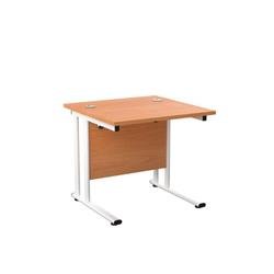 Twin Upright Rectangular Desk: 800mm Deep 800X800 Beech/White Ref TWU8080RECBEWH