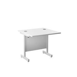 Single Upright Rectangular Desk: 800mm Deep 800 X 800 White/White Ref SU8080RECWHWH