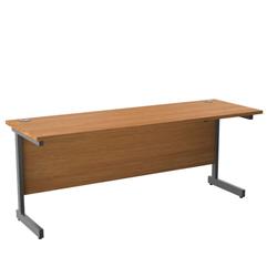 Single Upright Rectangular Desk: 600mm Deep 1800 X 600 Nova Oak/Silver Ref SU1860RECNOSV