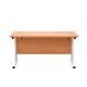 Twin Upright Rectangular Desk: 600mm Deep 1400X600 Beech/White Ref TWU1460RECBEWH