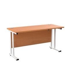 Twin Upright Rectangular Desk: 600mm Deep 1400X600 Beech/White Ref TWU1460RECBEWH