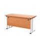 Twin Upright Rectangular Desk: 600mm Deep 1400X600 Beech/White Ref TWU1460RECBEWH