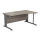 Mezzo Cable Cantilever 1600 Right Hand Wave Workstation - Grey Oak Top Silver Legs Ref CAB1610RHWAVGOSV