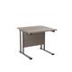 Twin Upright Rectangular Desk: 800mm Deep 800X800 Grey Oak/Silver Ref TWU8080RECGOSV