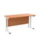 Twin Upright Rectangular Desk: 600mm Deep 1400X600 Beech/White Ref TWU1460RECBEWH