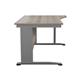 Mezzo Cable Cantilever 1600 Right Hand Wave Workstation - Grey Oak Top Silver Legs Ref CAB1610RHWAVGOSV