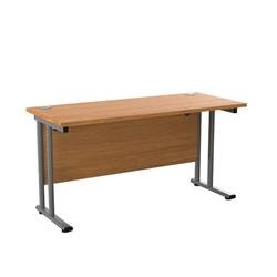 Twin Upright Rectangular Desk: 600mm Deep 1400X600 Nova Oak/White Ref TWU1460RECNOWH