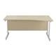 Mezzo Cantilever 1600 Right Hand Wave Cantilever Workstation - Maple Top White Legs Ref SU1610RHWAVMAWH