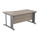 Mezzo Cable Cantilever 1600 Right Hand Wave Workstation - Grey Oak Top Silver Legs Ref CAB1610RHWAVGOSV