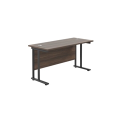 1200x600 Twin Upright Rectangular Desk Dark Walnut-Black
